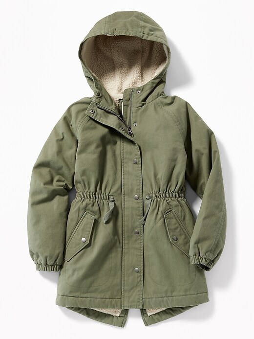 View large product image 1 of 1. Sherpa-Lined Twill Field Jacket for Girls
