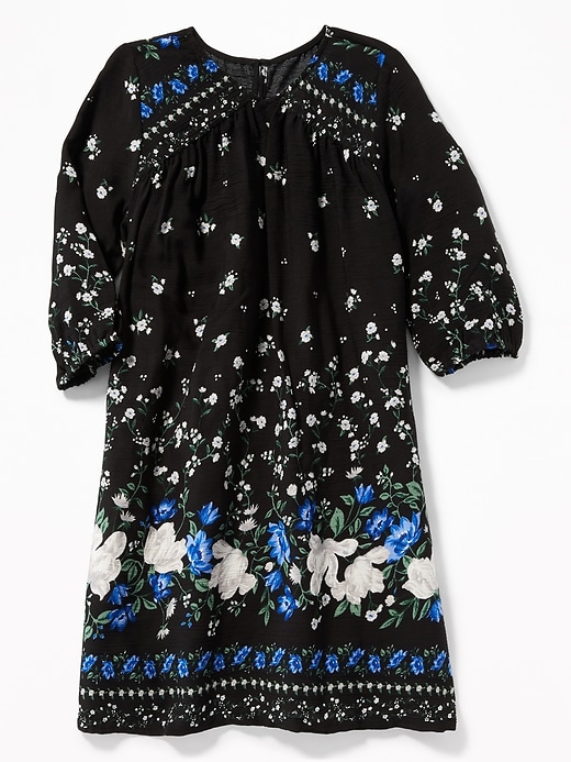 View large product image 1 of 1. Floral-Print 3/4-Sleeve Swing Dress for Girls