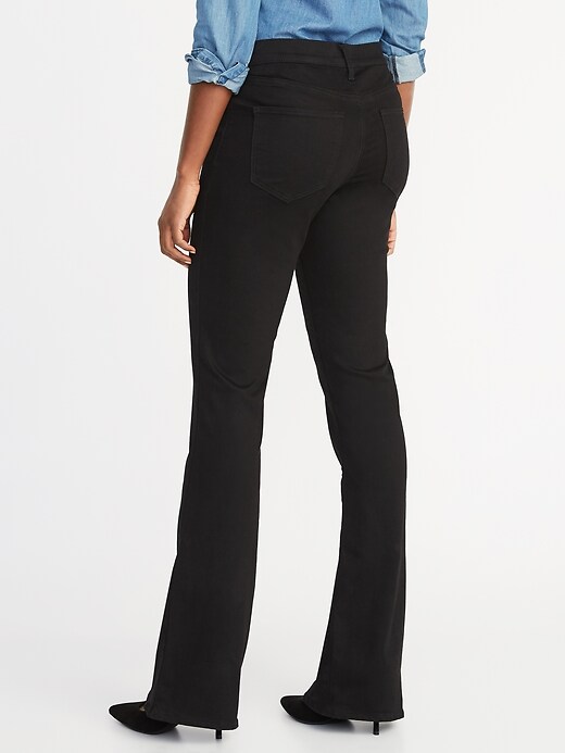 View large product image 2 of 2. Mid-Rise Black Micro-Flare Ankle Jeans for Women