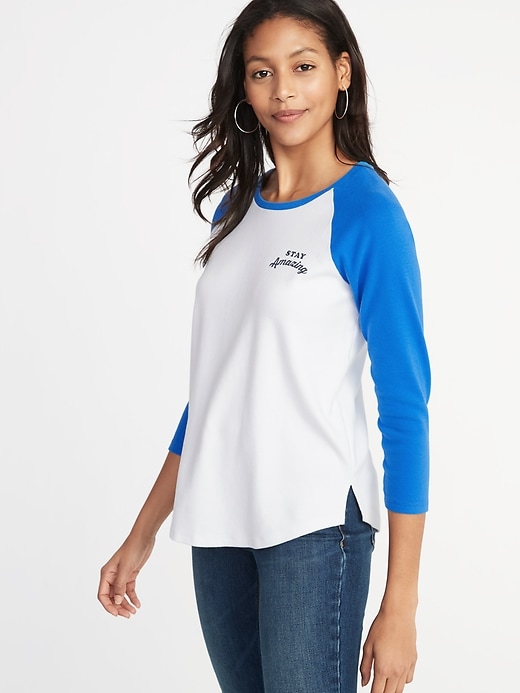 View large product image 1 of 1. Relaxed Graphic Raglan-Sleeve Tee for Women