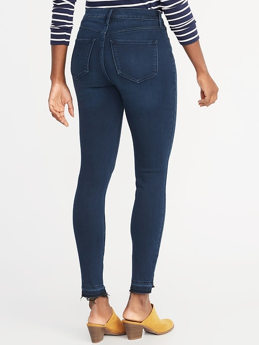 View large product image 2 of 2. High-Waisted Built-In Warm Released-Hem Rockstar Super Skinny Jeans For Women