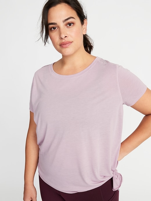 Image number 1 showing, Mesh-Back Side-Tie Plus-Size Performance Tee