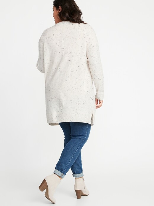 Image number 2 showing, Pop-Color Yarn Long-Line Open-Front Plus-Size Sweater