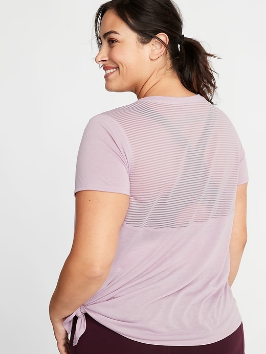Image number 2 showing, Mesh-Back Side-Tie Plus-Size Performance Tee