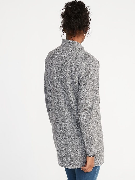 Image number 2 showing, Oversized Textured Bouclé Button-Front Coat for Women