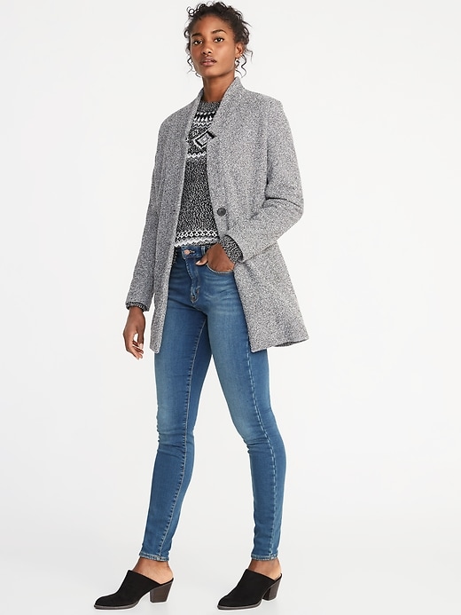 Image number 3 showing, Oversized Textured Bouclé Button-Front Coat for Women