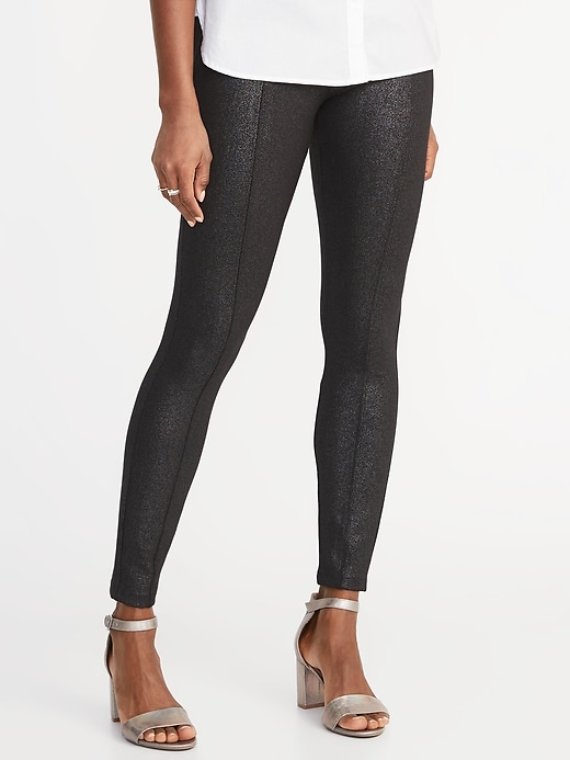 View large product image 1 of 3. High-Waisted Stevie Ponte-Knit Shimmer Pants For Women