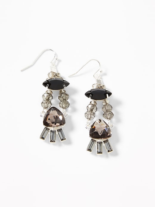 View large product image 1 of 2. Geometric Faux-Gem Drop Earrings for Women