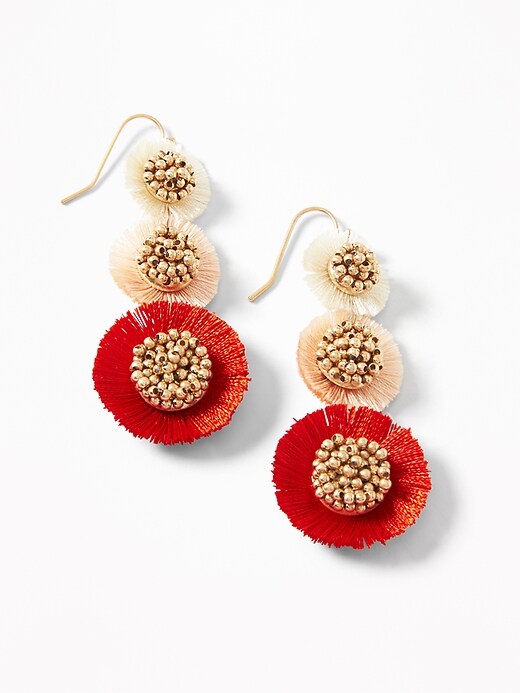 View large product image 1 of 2. Tiered Tassel Flower Drop Earrings For Women