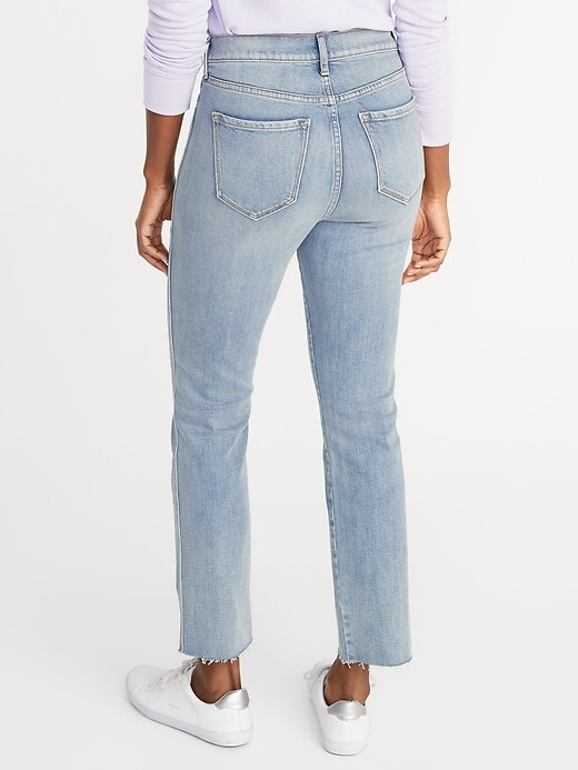View large product image 2 of 3. High-Rise Secret-Slim Pockets Raw-Edged Flare Ankle Jeans for Women