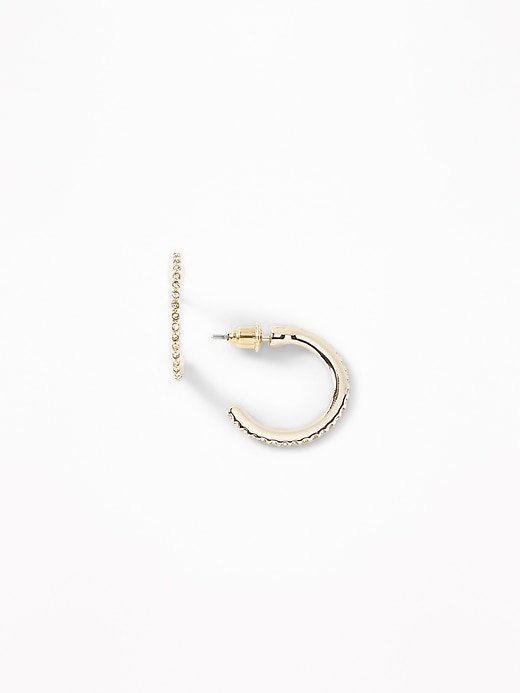 View large product image 1 of 2. Mini Rhinestone Hoop Earrings For Women