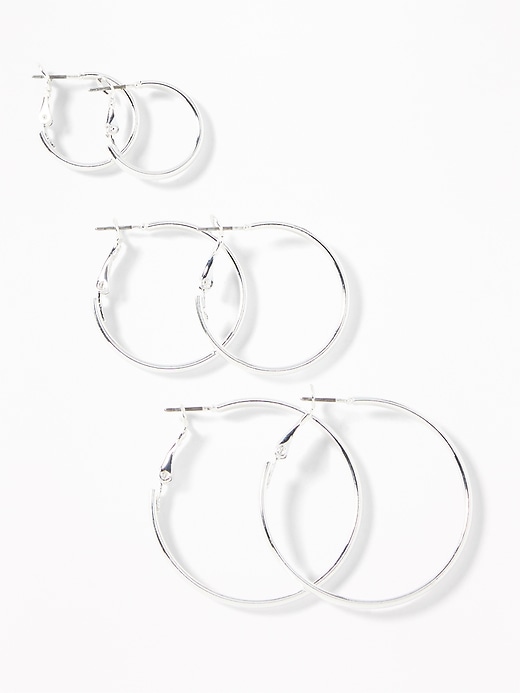 View large product image 1 of 1. Hoop Earrings 3-Pack For Women