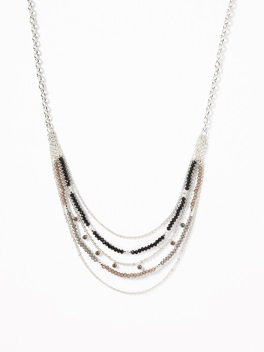 View large product image 1 of 1. Layered Bead Chain Necklace for Women