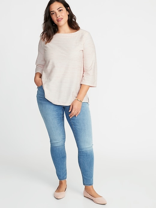 Image number 3 showing, Plus-Size Textured Boat-Neck Top