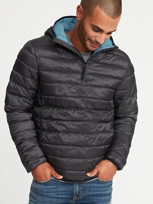 Image number 1 showing, Water-Resistant Quilted 1/4-Zip Hooded Jacket