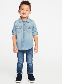 View large product image 3 of 4. Roll-Sleeve Denim Shirt for Toddler Boys