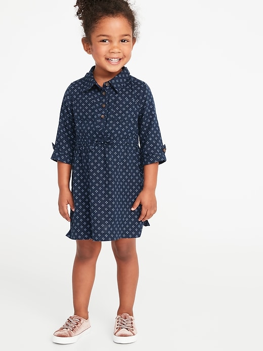 View large product image 1 of 1. Cinched-Waist Utility Shirt Dress for Toddler Girls