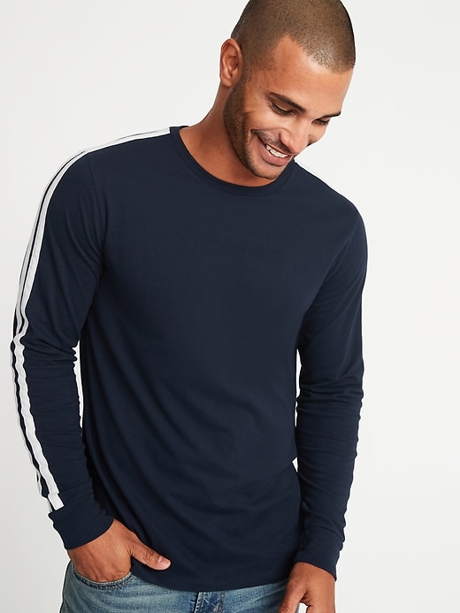 Image number 1 showing, Soft-Washed Sleeve-Stripe Tee