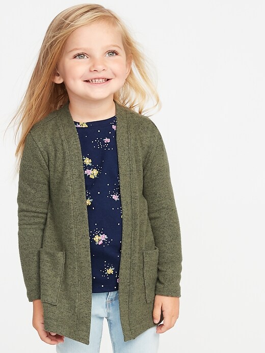 View large product image 1 of 1. Plush-Knit Open-Front Sweater for Toddler Girls
