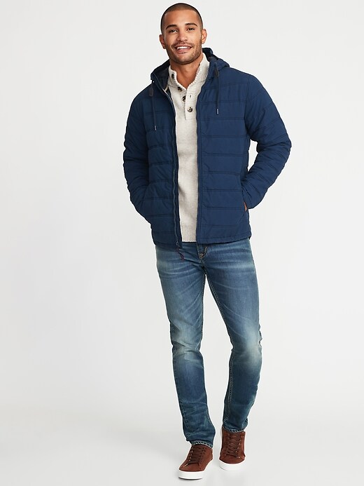 Image number 3 showing, Quilted Cotton Hooded Jacket