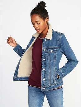 Women's sherpa lined cheap denim jacket