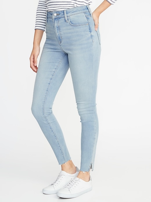 Image number 1 showing, High-Waisted Built-In Warm Raw-Edge Rockstar Jeans For Women