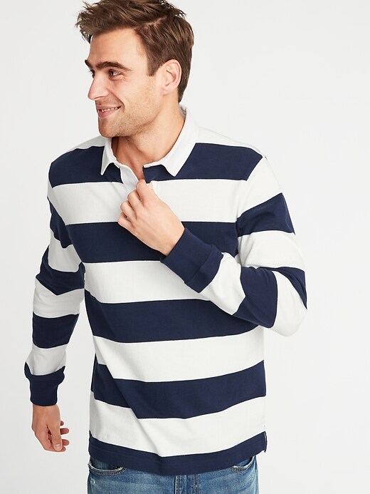 View large product image 1 of 1. Striped Thick-Knit Jersey Rugby