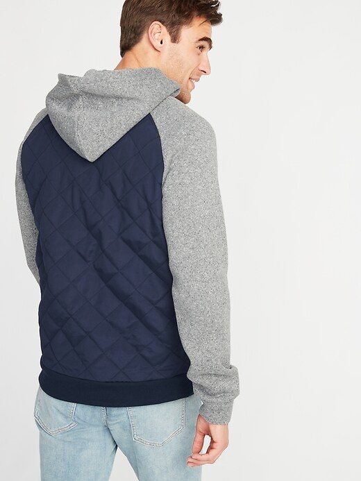 Image number 2 showing, Quilted Canvas/Sweater-Fleece Hooded Jacket