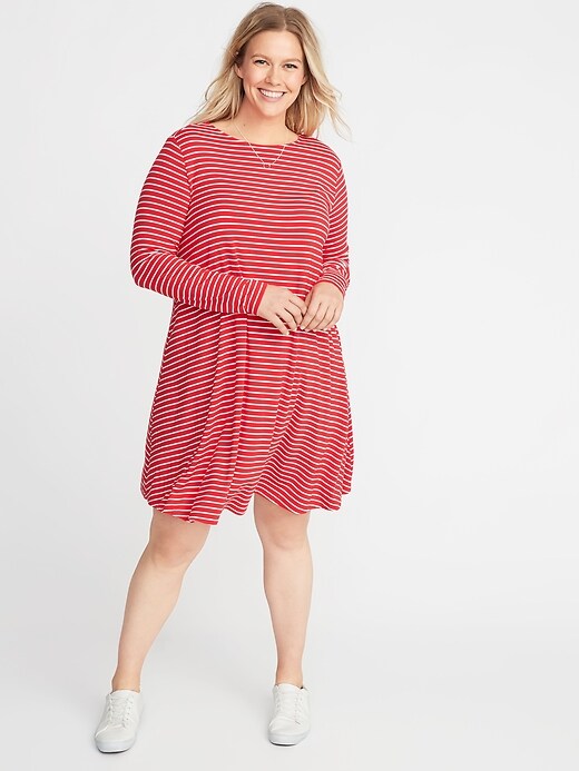 View large product image 1 of 1. Plus-Size Jersey Swing Dress
