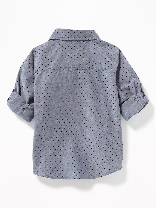 View large product image 2 of 4. Dot-Pattern Roll-Sleeve Oxford Shirt for Toddler Boys