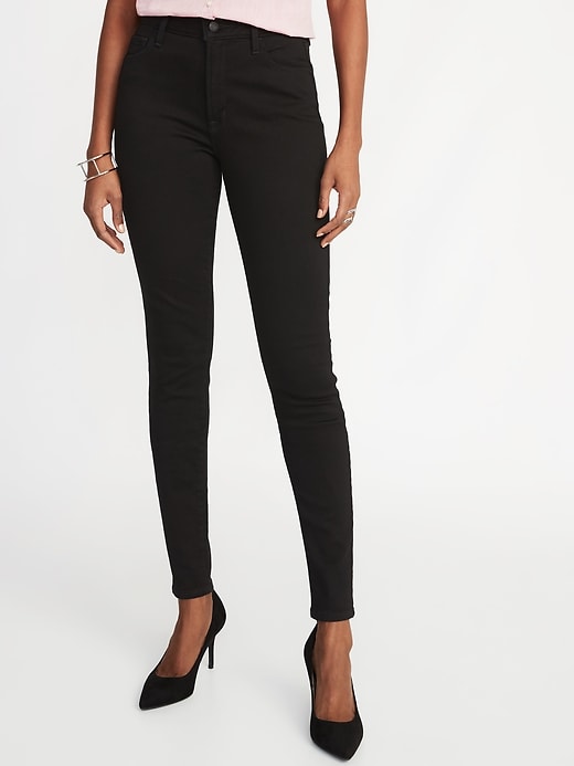 View large product image 1 of 3. High-Rise Built-In Warm Rockstar Super Skinny Black Jeans for Women