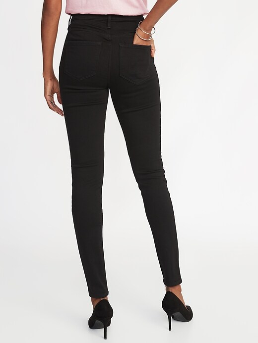 High-Rise Built-In Warm Rockstar Super Skinny Black Jeans for Women ...