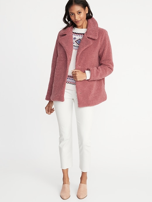 Image number 1 showing, Oversized Sherpa Coat for Women