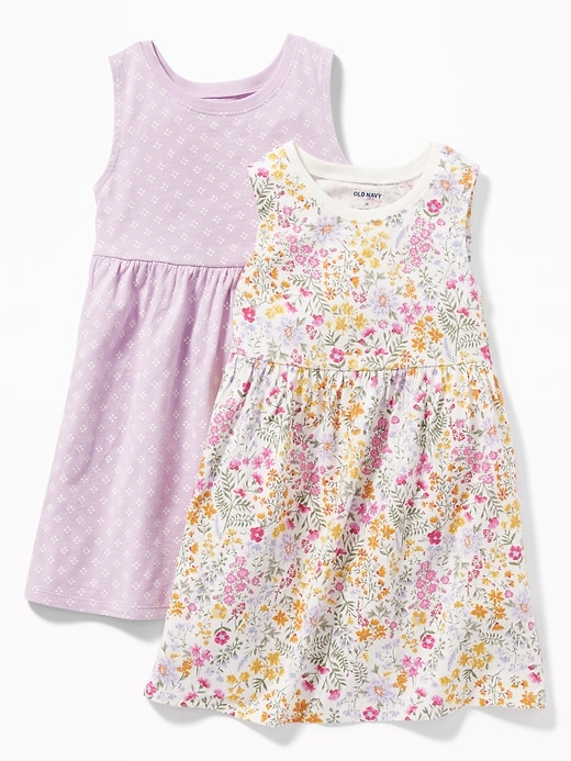 View large product image 1 of 3. 2-Pack Printed Sleeveless Fit & Flare Dress for Toddler Girls