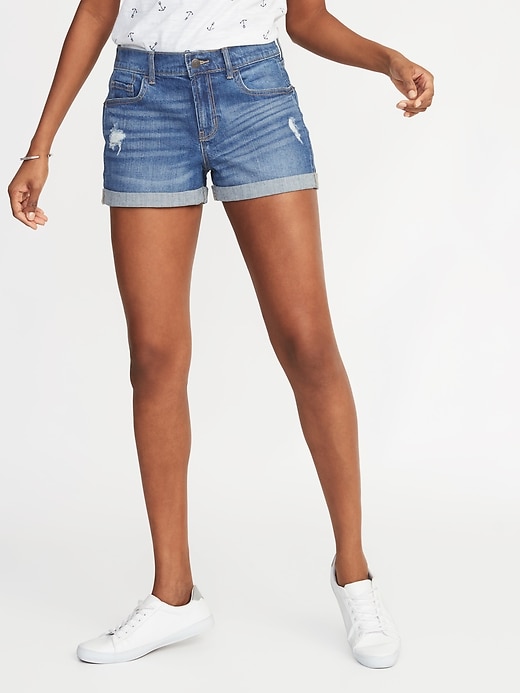 women's distressed boyfriend shorts