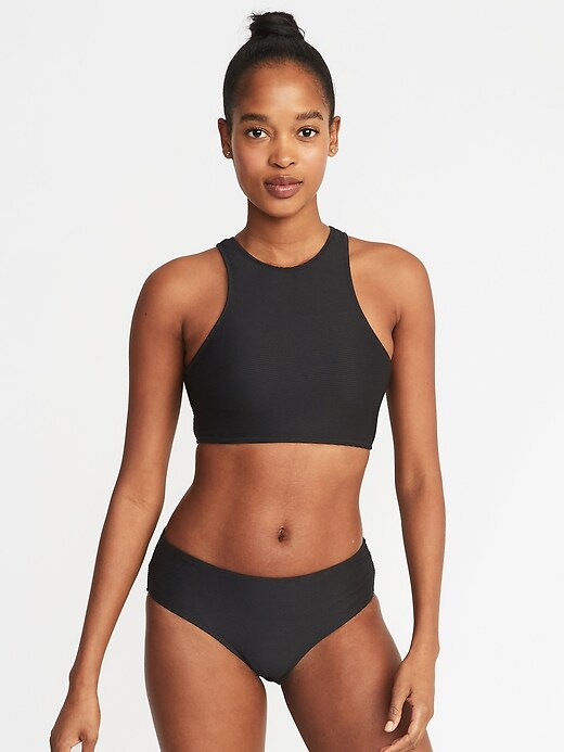 Image number 1 showing, Textured High-Neck Swim Top for Women