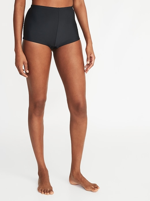 View large product image 1 of 3. High-Waisted Boy Short Swim Bottoms For Women