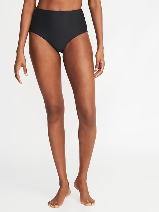 View large product image 1 of 3. High-Waisted Textured Swim Bottoms for Women