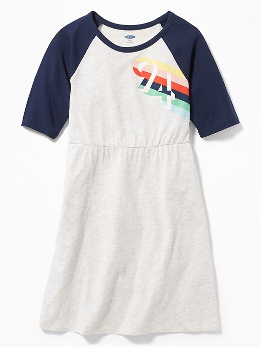 View large product image 1 of 3. Graphic Raglan-Sleeve Fit & Flare Dress for Girls
