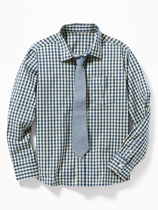 View large product image 1 of 3. Built-In Flex Dress Shirt & Tie Set For Boys