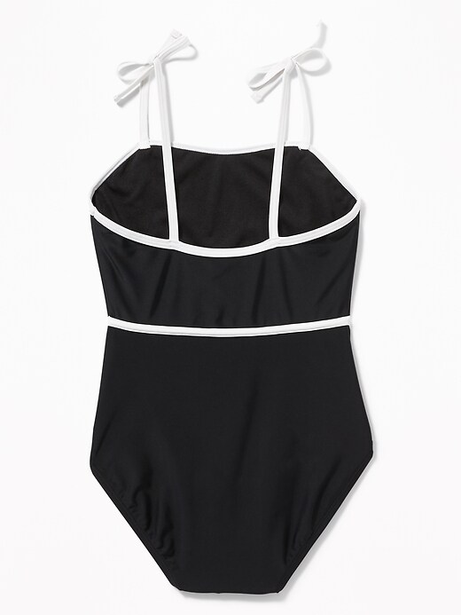 View large product image 2 of 2. Retro Tie-Shoulder Swimsuit for Girls