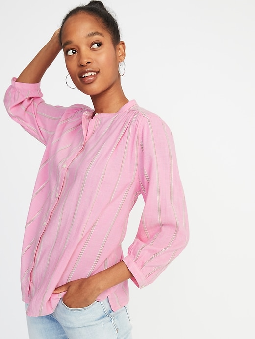 Old Navy Button-Front Striped Swing Shirt for Women | Shop Your Way: Online Shopping & Earn ...