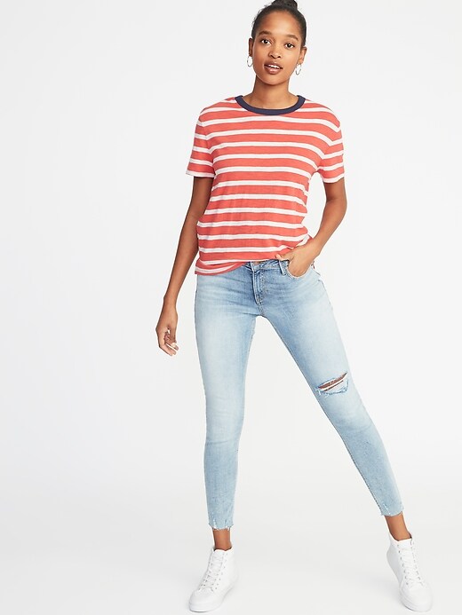 Image number 3 showing, Striped Boyfriend Ringer Tee for Women