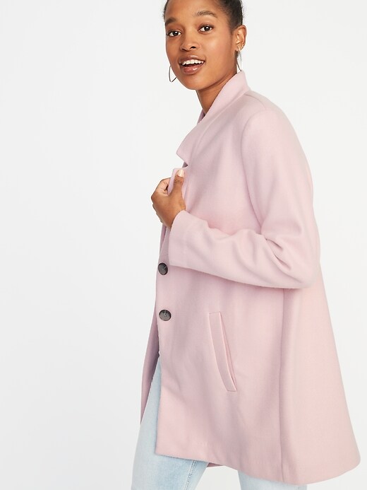 Image number 4 showing, Oversized Soft-Brushed Button-Front Coat for Women