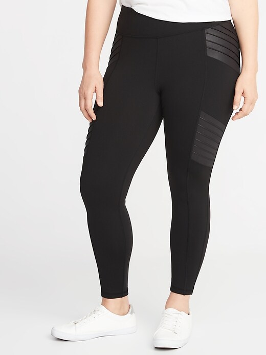 View large product image 1 of 1. High-Waisted Plus-Size 7/8-Length Moto Street Leggings