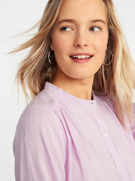 Image number 4 showing, Shirred Button-Front Blouse for Women