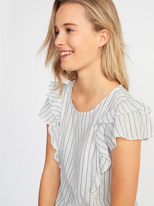 Image number 4 showing, Relaxed Ruffle-Trim Top for Women