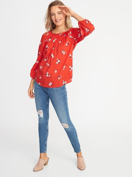 Image number 3 showing, Floral Balloon-Sleeve Top for Women