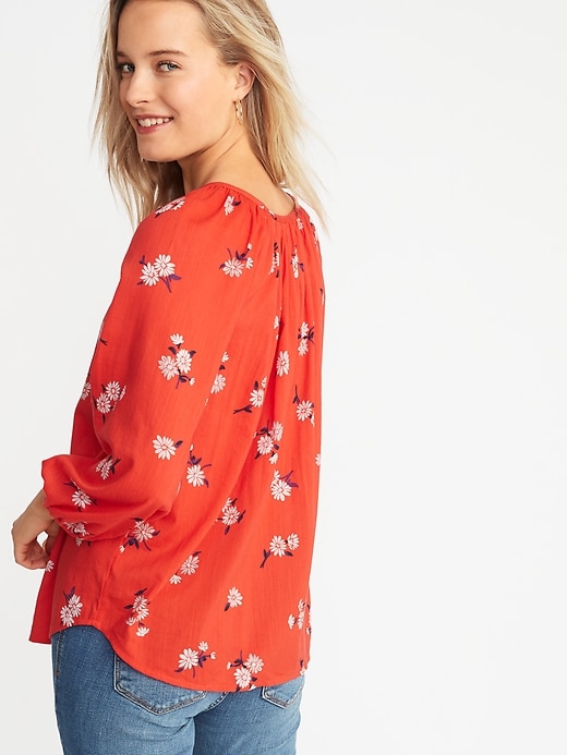Image number 2 showing, Floral Balloon-Sleeve Top for Women