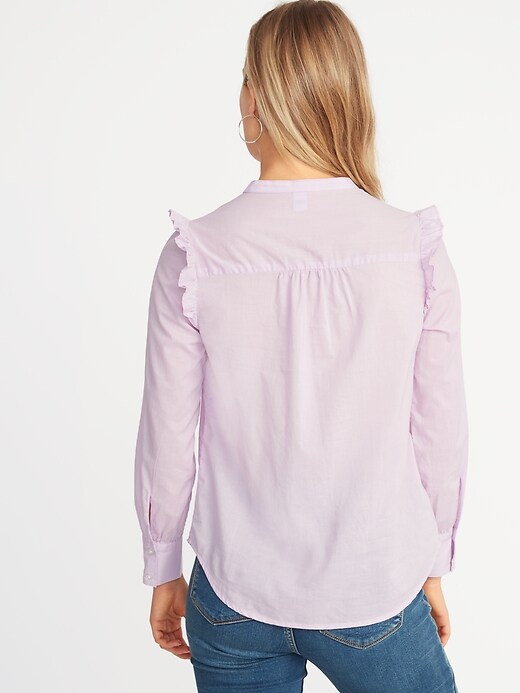Image number 2 showing, Ruffled-Shoulder Shirt for Women